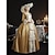 abordables Vestidos-Vintage Rococó Renacimiento Maxi Vestidos Normal Julieta Princesa Reina Elizabeth Plisado Ostentoso Princesa Escote Cuadrado Disfraz Mujer Víspera de Todos los Santos Carnaval Mascarada Rendimiento