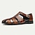 cheap Premium Leather Sandals-Premium Leather Fisherman Sandals with Buckle Detail - Stylish Choice for Outdoor Activities and Social Gatherings