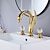abordables Robinets LED-Robinet lavabo - Séparé Plaqué Diffusion large Deux poignées trois trousBath Taps