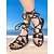 billiga Semester Sandaler-svarta damsandaler med snörning av gladiatorer – trendiga och bekväma sandaler med platt rem för sommarens strandkläder och avslappnade outfits