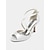 billige Formell-kvinners hvite sateng-tverremmer peep-toe hæler – elegante stiletto-sandaler for bryllup og datekveld
