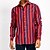 voordelige heren overhemd met knopen-Voor heren Zomer overhemd Normaal shirt Strand hemd Overhemd met knopen Rood Donker Marine blauw Lange mouw Gestreept Revers Vakantie Hawaii Button-omlaag Kleding Polyester Modieus Casual Comfortabel