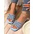preiswerte Urlaubsandalen-Hellblaue, mit Strasssteinen verzierte Slide-Sandalen für Damen – elegante und bequeme Schlupfschuhe für den Sommer, den Strand und Freizeitausflüge