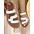 abordables Sandalias de Vacaciones-Sandalias planas con tiras de piel sintética negra para mujer: zapatos minimalistas sin cordones para verano, para uso informal, en la playa y en vacaciones