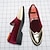 abordables Chaussures sans lacets &amp; mocassins-chaussures de bal pour hommes - chaussures à enfiler en velours bordeaux et cuir verni doré avec détails brogue pour une tenue de soirée