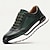 cheap Premium Leather Sneakers-Men&#039;s Premium Cowhide Athletic Shoes in Dark Green &amp; Black, Stylish Sporty Design for Casual &amp; Active Wear