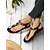 baratos Sandálias de Férias-sandálias femininas pretas com tiras em T e strass – sandálias elegantes e rasas de verão para uso casual, praia e férias