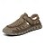 billige Utendørs sandaler-beige slip-on sandaler for menn med perforert design og polstret såle for uformelle gåturer og strandklær