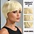 baratos Perucas Sintéticas sem Touca-Perucas sintéticas Liso Reta natural Corte Assimétrico Franja Lisa Fabrico à Máquina Peruca 10 polegadas A1 Cabelo Sintético Mulheres Legal Clássico Cabelo com Luzes / Reflexos Loiro