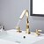 abordables Robinets LED-Robinet lavabo - Séparé Plaqué Diffusion large Deux poignées trois trousBath Taps