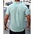 baratos camisa de botão masculina-Homens Camisa Social camisa de verão Camisa casual camisa de praia camisa de botão Preto Branco Verde Claro Azul Caqui Manga Curta Tecido Lapela Férias Havaiana Roupa Misto de Algodão Moda Casual
