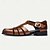 abordables Sandalias de piel premium-Sandalias de pescador de cuero para hombre: sandalias de verano transpirables con punta cerrada para uso informal y al aire libre