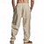 cheap Retro-Men&#039;s Linen Pants Trousers Summer Pants Baggy Pants Beach Pants Drawstring Elastic Waist Straight Leg Plain Comfort Breathable Full Length Outdoor Casual Daily Fashion Retro Vintage Black Navy Blue