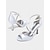 billige Formell-kvinners hvite sateng-tverremmer peep-toe hæler – elegante stiletto-sandaler for bryllup og datekveld