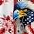 baratos Padrão de bandeira-Homens Águia Bandeira americana Dia da Independência Camisa Social Camisa cubana Manga Curta Vintage retrô Férias Feriado Festival Verão Primavera Camisa com gola de acampamento Impressão 3D Vermelho