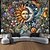 baratos Tapeçaria Mandala-Tapeçaria Mandala Sol e Lua Arte de Parede Grande Tapeçaria Mural Decorativa Fotografia Fundo Cobertor Cortina Decoração para Quarto Sala de Estar