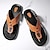 cheap Vacation Sandals-Men&#039;s Contemporary Tan Faux Leather Flip-Flops with Dual Cut-Outs and Adjustable Straps - Versatile Footwear for Everyday Comfort