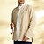cheap Business Casual-Men's Shirt Linen Shirt Casual Shirt Button Up Shirt Cotton Shirt Plain Vacation Hawaiian Black Navy Blue Khaki Long Sleeve Band Collar Spring Clothing Apparel Front Pocket