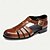 abordables Sandalias de piel premium-Sandalias de pescador de cuero para hombre: sandalias de verano transpirables con punta cerrada para uso informal y al aire libre