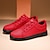 cheap Casual Sneakers-Men's Red Leather Sneakers with Sleek Design - Bold Casual Streetwear for Everyday Comfort