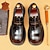 abordables Mocassins en cuir de qualité supérieure-Mocassins à enfiler en cuir de vachette noir de qualité supérieure pour hommes avec bride décorative, style formel pour les affaires et les occasions spéciales