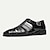 cheap Premium Leather Sandals-Premium Leather Fisherman Sandals with Buckle Detail - Stylish Choice for Outdoor Activities and Social Gatherings