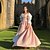 abordables Vestido-Retro Antiguo Medieval Renacimiento Vestidos Vestido de fiesta de graduación Princesa élfico Disfraz Mujer Celta Fantasía Real Víspera de Todos los Santos Carnaval Rendimiento Fiesta LARP Adulto