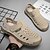 billige Utendørs sandaler-beige slip-on sandaler for menn med perforert design og polstret såle for uformelle gåturer og strandklær