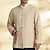 cheap Business Casual-Men's Shirt Linen Shirt Casual Shirt Button Up Shirt Cotton Shirt Plain Vacation Hawaiian Black Navy Blue Khaki Long Sleeve Band Collar Spring Clothing Apparel Front Pocket