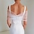 abordables Velos de Boda-Chal de tul desmontable, 130 cm/51, mangas de tul nupcial blanco, encaje transparente, mangas abullonadas, vestido, capa transparente, accesorio para boda, disfraz, fiesta formal, graduación