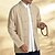 cheap Business Casual-Men's Shirt Linen Shirt Casual Shirt Button Up Shirt Cotton Shirt Plain Vacation Hawaiian Black Navy Blue Khaki Long Sleeve Band Collar Spring Clothing Apparel Front Pocket