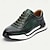 cheap Premium Leather Sneakers-Men&#039;s Premium Cowhide Athletic Shoes in Dark Green &amp; Black, Stylish Sporty Design for Casual &amp; Active Wear