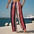 billiga Casual byxor med tryck för män-Herr Geometrisk Randig Långbyxor Säckiga byxor Casual byxor Medium Midja Vintage retro Utomhus Semester Helgdag Snörning Elastisk midja Brett skaft Sommar Vår 3D-tryck Gul Rubinrött Blå