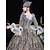 baratos Vestidos-Vintage Rococó Renascentista Maxi Vestidos Normal Julieta Princesa rainha Elizabeth Pregueado Com Babados Princesa Decote Quadrado Fantasia Mulheres Dia Das Bruxas Carnaval Baile de Máscaras Festa