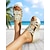 preiswerte Keilsandalen-Damen-Keilsandalen im Boho-Stil mit goldenen Strasssteinen – glitzernde Slip-On-Plateau-Absätze für Strandurlaube, Sommerpartys und Urlaubskleidung