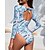 billige One Piece rash guards-Dame Udslæt Guard badedragt UV Solbeskyttelse UPF50+ Hurtigtørrende Langærmet Spandex Badetøj Badedragt Surfing Strand Vandsport Svømning Blomster Sommer