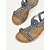 baratos Sandálias de Férias-sandálias femininas boêmias com contas elásticas slingback – sapatos baixos de verão azuis e cobre para caminhadas, férias e praia