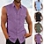 cheap Men&#039;s Button Up Shirts-Men&#039;s Shirt Summer Shirt Beach Shirt Button Up Shirt Sleeveless Shirt Plain Vacation Hawaiian Black Sky Blue Purple Green Sleeveless Turndown Summer Spring Clothing Apparel