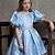 baratos Vestidos de Festa-Infantil Para Meninas Vestido Vestido de festa Côr Sólida Manga Curta Espetáculo Manga Princesa Princesa Doce Cetim Altura dos Joelhos Vestido da bainha Verão Primavera Outono Crianças Azul Céu