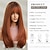 baratos Perucas Sintéticas sem Touca-Perucas longas e retas de cobre para mulheres, perucas de cabelo sintético natural ombré com franja para uso diário em festas