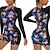 billiga One Pieces Rash Guards-Dam Rash-guards Baddräkt Elastan UV Solskydd UPF50+ Snabb tork Långärmad Badkläder Baddräkt Surfing Strand Vattensport Sommar