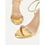 preiswerte Kleidungs-Sandalen-Damen-High-Heels mit goldfarbenem Metallic-Fesselriemchen – schillernde Sandalen mit Kristallverzierung für Abschlussbälle und besondere Anlässe