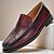 abordables Mocassins en cuir de qualité supérieure-Mocassins en cuir bordeaux pour homme avec surpiqûres décoratives – Chaussures Kentucky Derby pour des occasions décontractées et élégantes