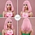 voordelige Feestpruiken-Synthetische pruiken Recht Kinky Recht Asymmetrisch kapsel Strakke pony Machinegemaakt Pruik 35.6 cm A1 Synthetisch haar Dames Klassiek Comfortabel Kleurgradatie Roze