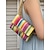 abordables Sacs à bandoulière-Sac à bandoulière tissé arc-en-ciel pour femme – sac à main en crochet coloré avec bandoulière en chaîne dorée pour les tenues d&#039;été, de plage et de vacances