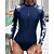 Χαμηλού Κόστους Rash Guards One Pieces-Γυναικεία Προστατευτικά Μαγιό Ζωγραφιά Ριγέ Κουρελού Μποστινό Φερμουάρ Σπαντέξ Προστασία από τον ήλιο UV UPF50+ Γρήγορο Στέγνωμα Μακρυμάνικο Μαγιό Σέρφινγκ Παραλία Θαλάσσια Σπορ Καλοκαίρι