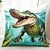 baratos estilo animal-Capa de Almofada Decorativa engraçada com Crocodilo 1PC Almofada Quadrada Macia para Sofá Capa de Almofada para Quarto Sala de Estar Cadeira