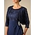 preiswerte Kleidersets-Damen Teelänge Spitzenkleid Partykleid Cocktailkleid Kleid für Hochzeitsgäste Elegant Mode Party Formell Hochzeitsgast Cocktailparty Normale Passform Einfarbig Dreiviertelarm Rundhalsausschnitt