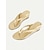 preiswerte Urlaubsandalen-Flip-Flop-Sandalen mit goldenem Keilabsatz für Damen – metallisch glänzende Strand-Sandalen für den Sommerurlaub, Reisen und die Freizeit
