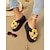 billiga Semester Sandaler-svarta plattformsflip flops för kvinnor med gul blomdetalj – söta strandsandaler för sommarsemester, avkoppling vid poolen och dagliga fritidskläder
